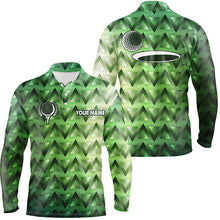 Load image into Gallery viewer, Green triangle pattern Mens golf polo shirts custom golf tops for mens, golfing gifts NQS6629