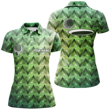 Load image into Gallery viewer, Green triangle pattern Womens golf polo shirt custom golf tops for ladies, golf gifts NQS6629