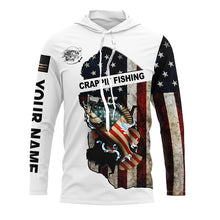 Load image into Gallery viewer, American flag Crappie patriotic fishing UV long sleeve shirts Custom fishing apparel NQS2512