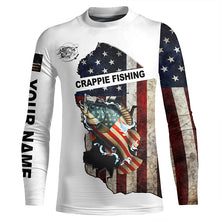 Load image into Gallery viewer, American flag Crappie patriotic fishing UV long sleeve shirts Custom fishing apparel NQS2512