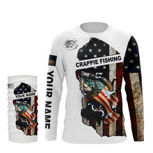 Load image into Gallery viewer, American flag Crappie patriotic fishing UV long sleeve shirts Custom fishing apparel NQS2512