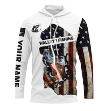 Load image into Gallery viewer, American flag Walleye patriotic fishing UV long sleeve shirts Custom name fishing apparel NQS2513