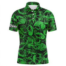 Load image into Gallery viewer, Green skull camo pattern Mens golf polo shirt custom cool golf shirts for men, best golf gifts NQS8959