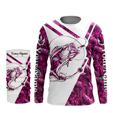 Load image into Gallery viewer, Largemouth Bass Fishing pink girl camo Custom fishing shirts for men, women, kid NQSD174