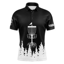 Load image into Gallery viewer, Black and White Disc Golf Basket Mens Disc golf polo shirts custom name frisbee golf jerseys NQS9195