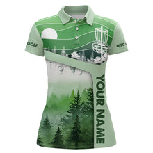 Load image into Gallery viewer, Mint Green Forest Retro Women Disc golf polo shirts custom frisbee golf jerseys, disc golf apparel NQS9198