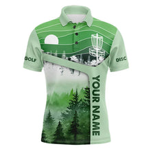 Load image into Gallery viewer, Mint Green Forest Retro Mens Disc golf polo shirts custom name frisbee golf jerseys, disc golf apparel NQS9198