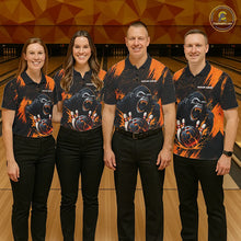 Load image into Gallery viewer, Black and Orange pattern Angry Gorilla Bowling shirts For Women Custom Gorilla Team Bowling Jerseys NQS11278