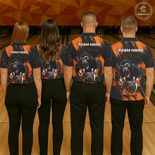 Load image into Gallery viewer, Black and Orange pattern Angry Gorilla Bowling shirts For Women Custom Gorilla Team Bowling Jerseys NQS11278
