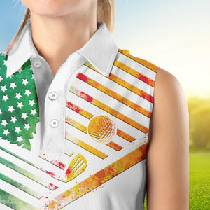 Irish American Flag Women sleeveless polo shirt St Patrick Day This is my lucky golf shirt NQS9398