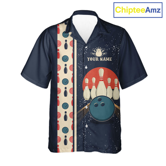 Custom Red, white and blue Eagle Retro Bowling Hawaiian Shirt, Bowling Team button-up shirt NQS11666