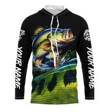 Load image into Gallery viewer, Personalized green bass scales Fishing jerseys, Custom Long Sleeve Performance bass Fishing Shirt NQS4948