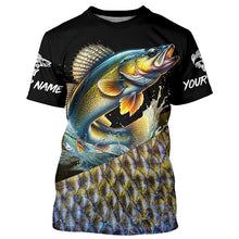 Load image into Gallery viewer, Personalized Walleye scales Fishing jerseys, Custom Long Sleeve Performance walleye Fishing Shirts NQS4949