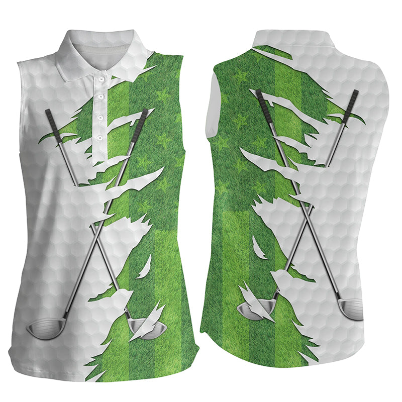 Green golf grass Womens sleeveless polo shirt golf clubs performance shirts ladies golf tops NQS5499