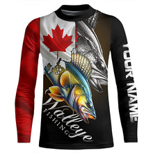 Load image into Gallery viewer, Walleye UV protection long sleeves fishing shirt Canada flag patriot Customize walleye fisherman gifts NQS7640