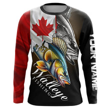 Load image into Gallery viewer, Walleye UV protection long sleeves fishing shirt Canada flag patriot Customize walleye fisherman gifts NQS7640