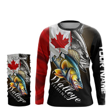 Load image into Gallery viewer, Walleye UV protection long sleeves fishing shirt Canada flag patriot Customize walleye fisherman gifts NQS7640