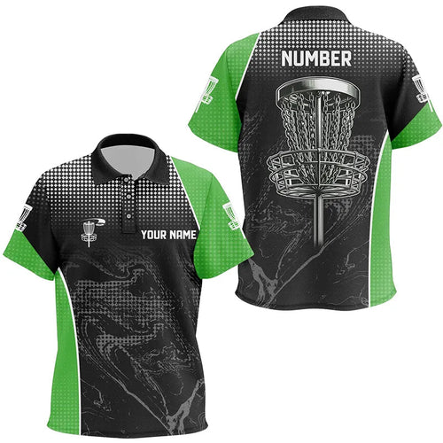 Black camo Kid Disc golf polo shirts custom team disc golf basket jerseys, unique golf gifts | Green NQS7848