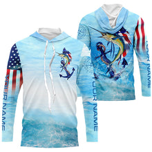 Load image into Gallery viewer, Sailfish fishing blue water anchor compass American flag custom long sleeve deep sea Fishing jerseys NQS5972