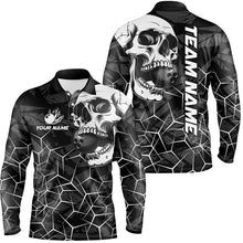 Load image into Gallery viewer, Black Skull camo bowling shirt for men custom bowling team jerseys, gifts for bowlers | White NQS8072