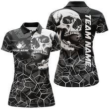 Load image into Gallery viewer, Black Skull camo bowling shirt for women custom bowling team jerseys, gifts for bowlers | White NQS8072