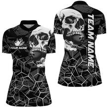 Load image into Gallery viewer, Black Skull camo bowling shirt for women custom bowling team jerseys, gifts for bowlers | White NQS8072