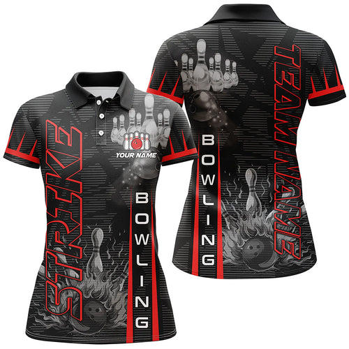 Custom Strike Bowling Shirts For Women, Personalized Bowling Team Jerseys | Red NQS8288