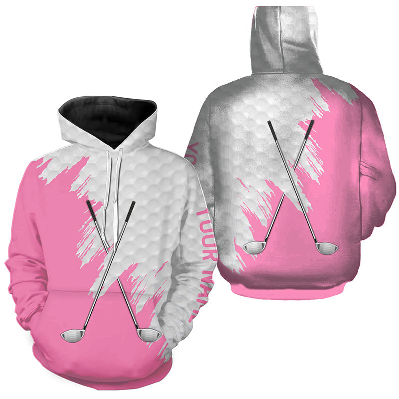 White golf ball pattern custom golf clubs Golf Hoodies, team hoodie golf tops | Pink NQS8495