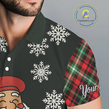 Load image into Gallery viewer, Funny Santa Golf Christmas plaid pattern polo golf shirts for men custom mens golf outfit for team NQS11077