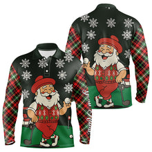 Load image into Gallery viewer, Funny Santa Golf Christmas plaid pattern polo golf shirts for men custom mens golf outfit for team NQS11077