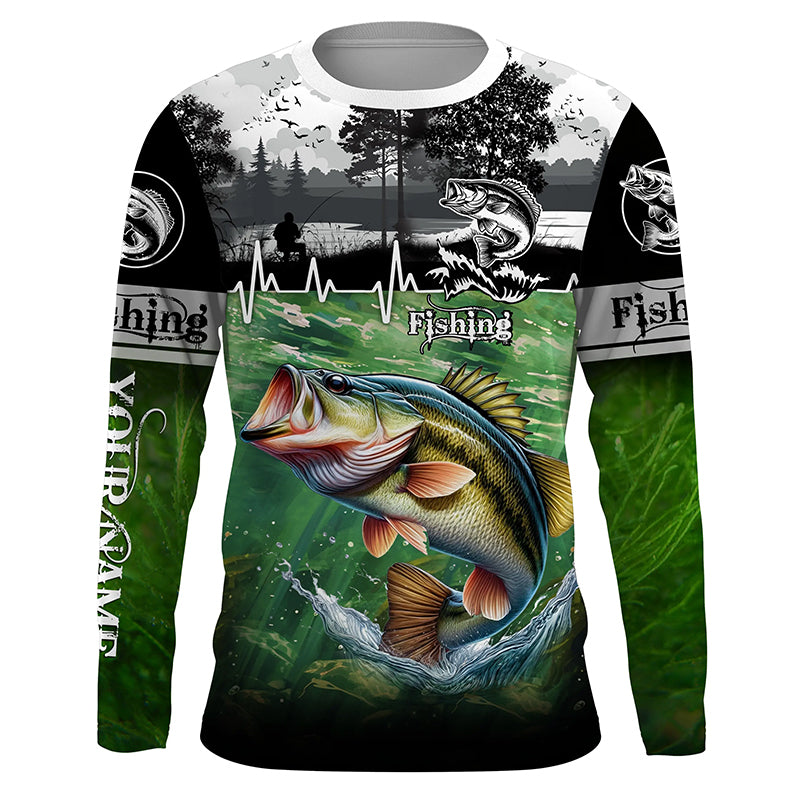 Largemouth bass Fishing UV protection Custom long sleeves fishing shirt for men, women, Kid NQS2650