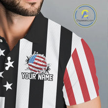 Load image into Gallery viewer, Men's golf polo shirts custom Red, white and black American flag mens golf tops, best golf gifts NQS11486