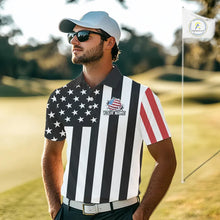 Load image into Gallery viewer, Men's golf polo shirts custom Red, white and black American flag mens golf tops, best golf gifts NQS11486