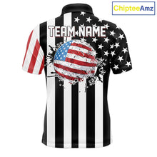 Load image into Gallery viewer, Men's golf polo shirts custom Red, white and black American flag mens golf tops, best golf gifts NQS11486