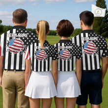 Load image into Gallery viewer, Men's golf polo shirts custom Red, white and black American flag mens golf tops, best golf gifts NQS11486