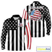 Load image into Gallery viewer, Men's golf polo shirts custom Red, white and black American flag mens golf tops, best golf gifts NQS11486
