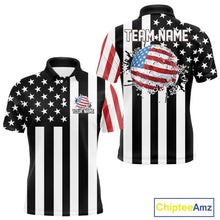 Load image into Gallery viewer, Men's golf polo shirts custom Red, white and black American flag mens golf tops, best golf gifts NQS11486