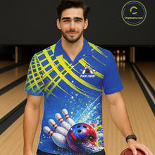 Load image into Gallery viewer, Personalized Blue And Green Hawaiian bowling shirts team league jerseys, bowling gifts for bowlers NQS11494