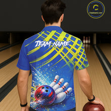Load image into Gallery viewer, Personalized Blue And Green Hawaiian bowling shirts team league jerseys, bowling gifts for bowlers NQS11494