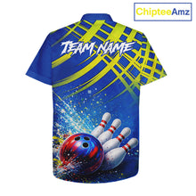 Load image into Gallery viewer, Personalized Blue And Green Hawaiian bowling shirts team league jerseys, bowling gifts for bowlers NQS11494