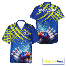 Load image into Gallery viewer, Personalized Blue And Green Hawaiian bowling shirts team league jerseys, bowling gifts for bowlers NQS11494