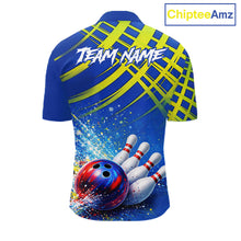 Load image into Gallery viewer, Personalized Blue And Green Bowling shirts for men bowling team league jerseys, bowling gifts for men NQS11494