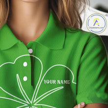 Load image into Gallery viewer, Green shamrock pattern St Patrick's Day Women's golf polo shirt custom ladies golf top, golfing gifts NQS11495
