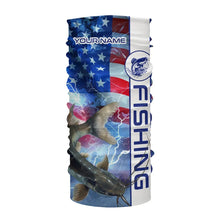 Load image into Gallery viewer, American flag Catfish lightning Long Sleeve Fishing Shirts custom Patriotic Catfish fishing jerseys NQS9560
