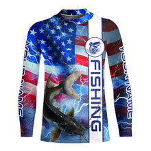Load image into Gallery viewer, American flag Catfish lightning Long Sleeve Fishing Shirts custom Patriotic Catfish fishing jerseys NQS9560