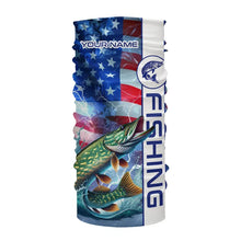 Load image into Gallery viewer, American Flag Northern Pike lightning Long Sleeve Fishing Shirts custom Patriotic Pike fishing jerseys NQS9562