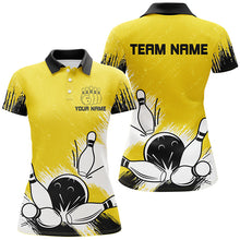 Load image into Gallery viewer, Retro bowling polo, quarter zip shirts for women Custom Team bowling Jerseys, bowl gifts | Yellow NQS7650