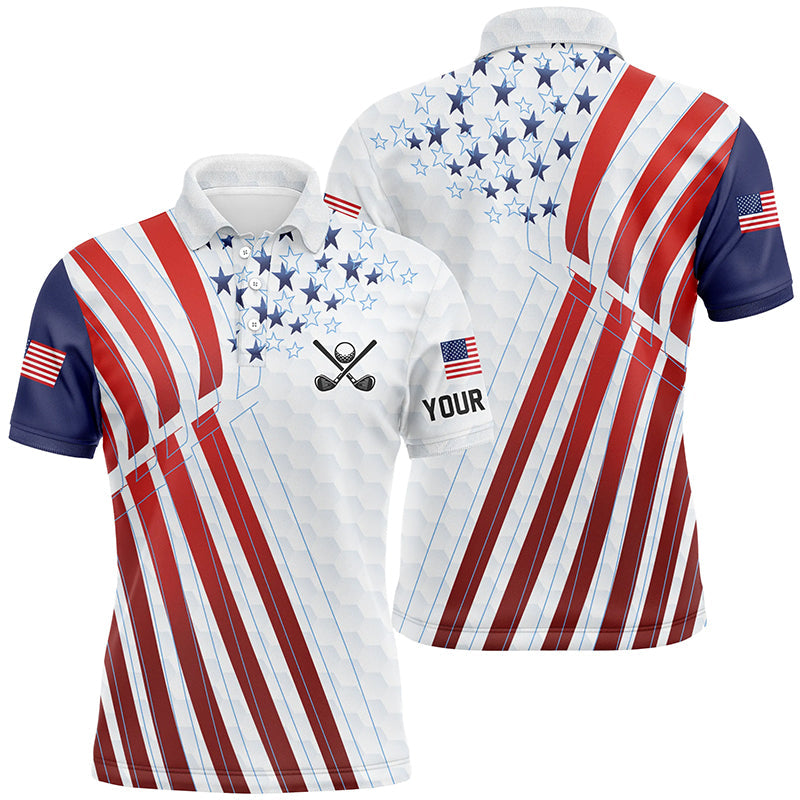 American flag Mens golf polo shirts custom Red, white and blue patriotic best mens golf wear NQS7651