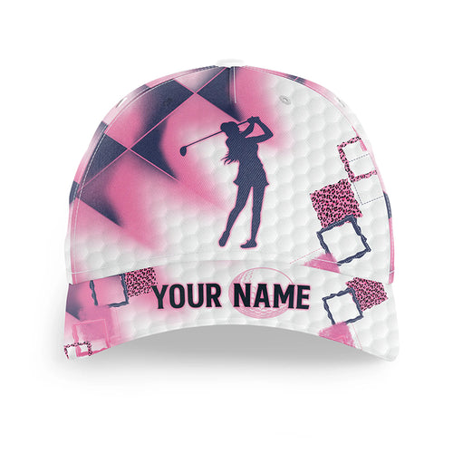 Pink golf hat for women custom name golf cap hat, gift for golf lovers NQS3490