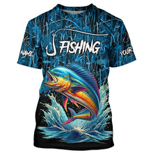 Load image into Gallery viewer, Mahi mahi Fishing blue camo Custom UV protection long sleeves fishing shirts NQS5771